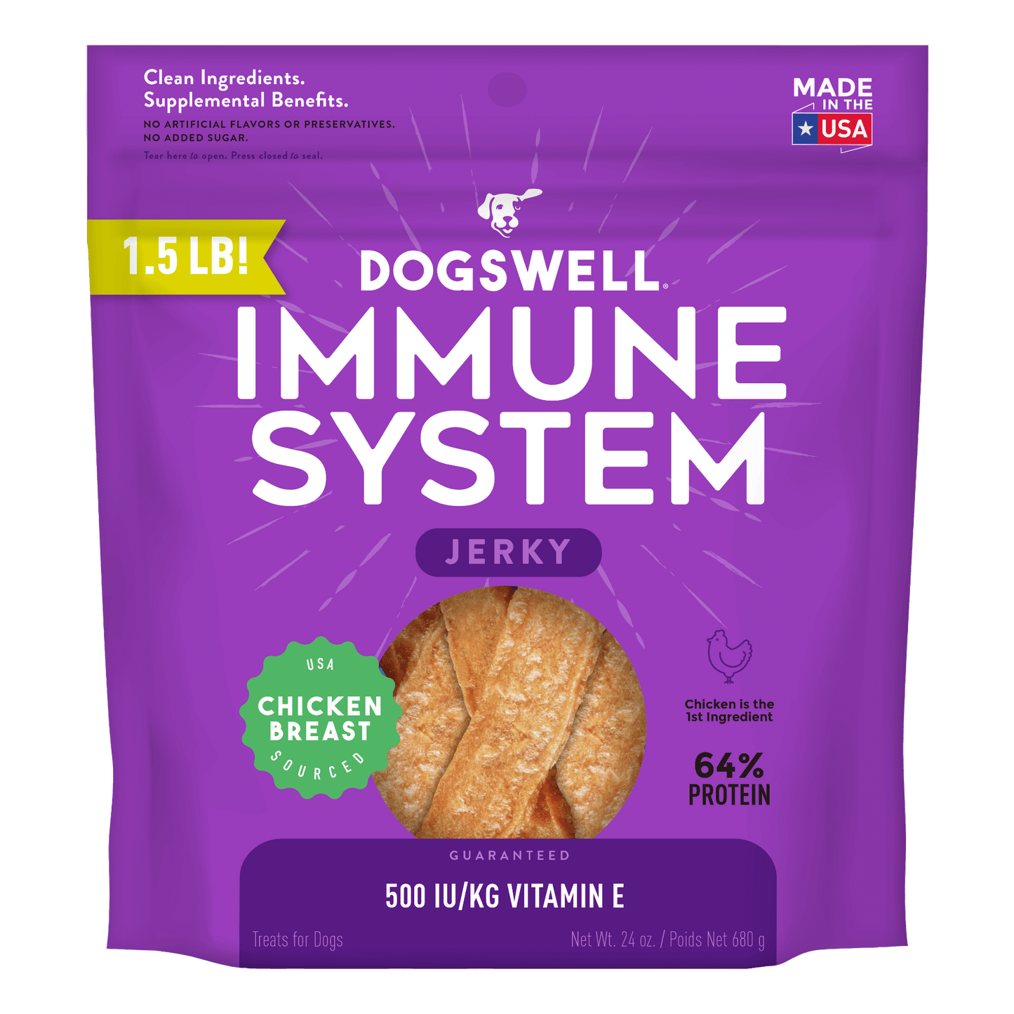 Dogswell Immune System Jerky Treats, Chicken Breast (24oz)