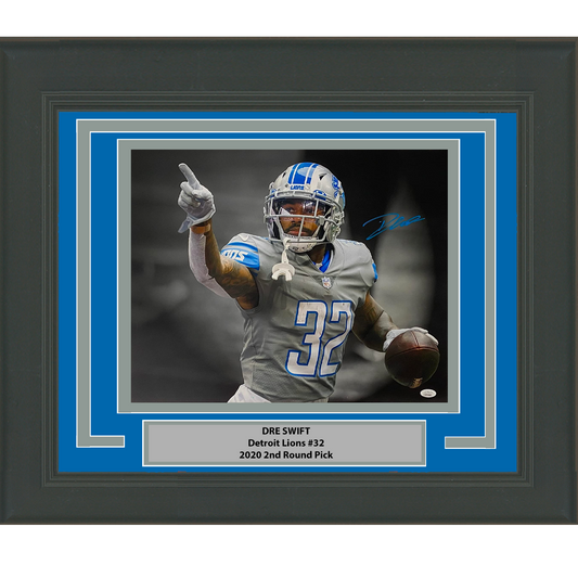 Framed Autographed/Signed D'Andre Swift Detroit Lions 16x20 Football Photo JSA COA