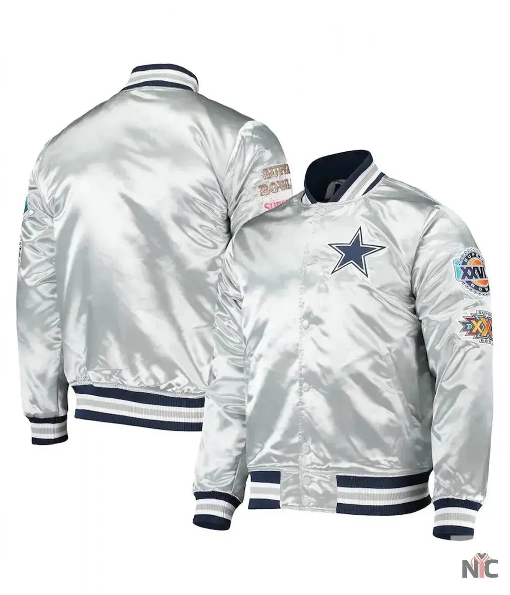 Dallas Cowboys Silver Satin Jacket