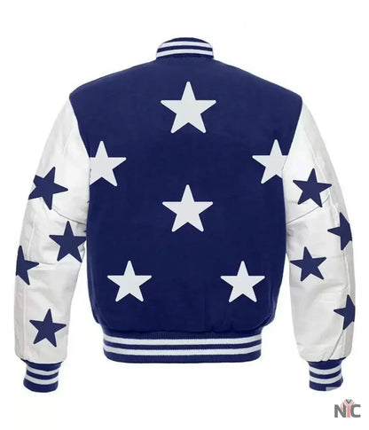 Dallas Cowboys Stars Varsity Royal Blue and White Jacket