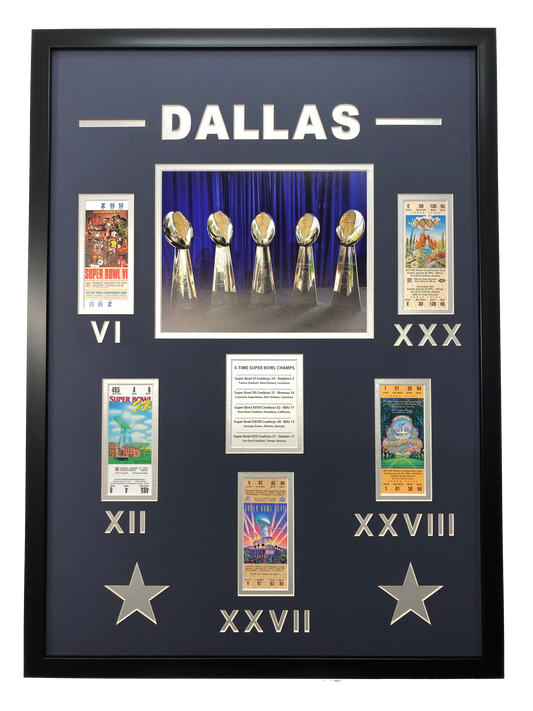 Framed Dallas Cowboys 5x Super Bowl Champions Replica Ticket 20x18 Football Photo Professionally Matted