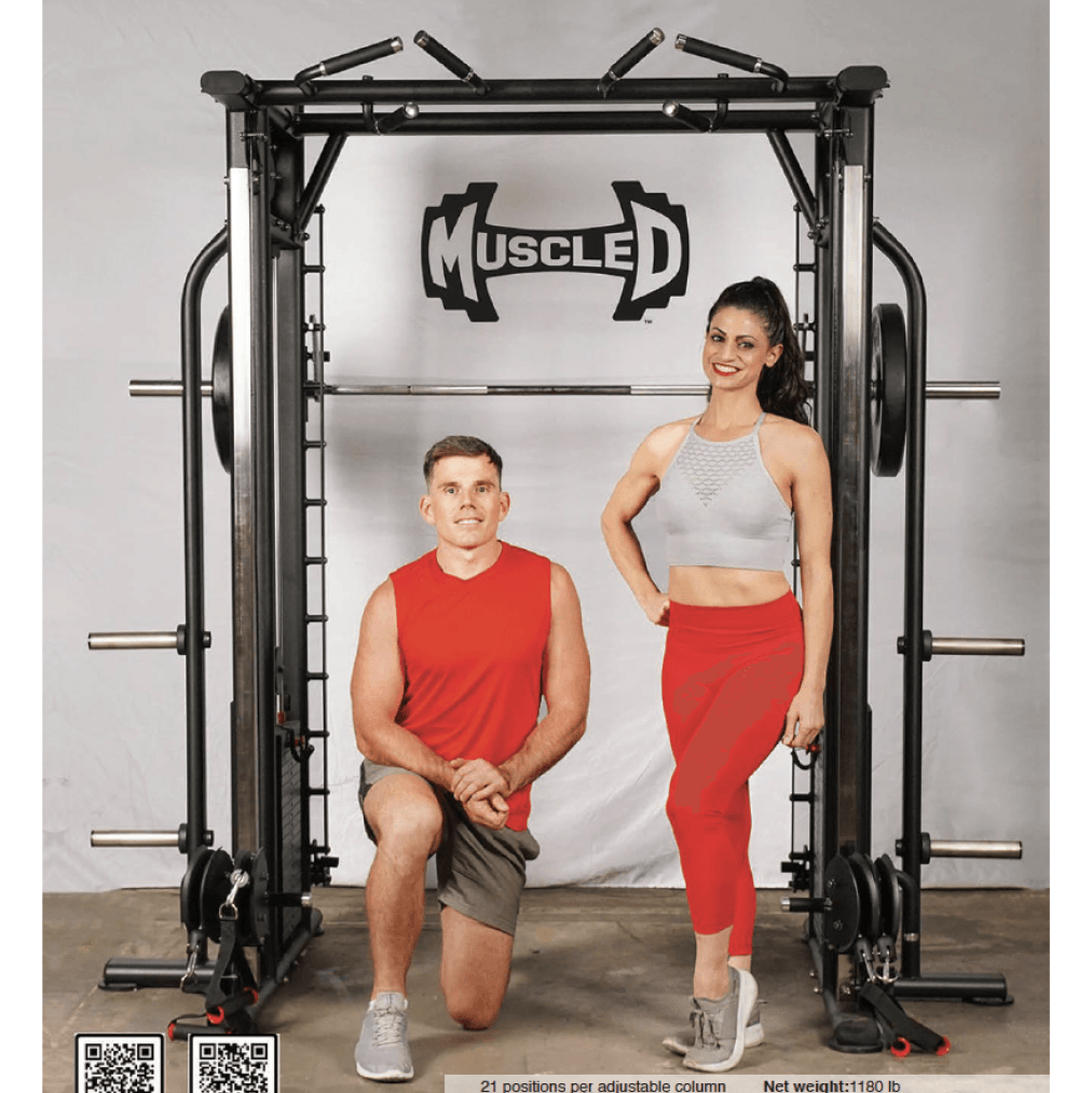 Muscle D Fitness Dual Adjustable Pulley Smith Combo – Full Body Trainer