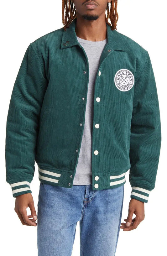 Dark Seas Cotton Corduroy Varsity Jacket