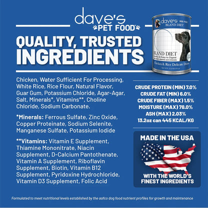 Dave's Restricted Diet Bland for Dogs – Chicken and Rice (13.2oz)