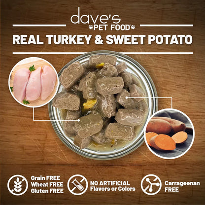 Dave's Stewlicious Turkey & Sweet Potato Cuts in Gravy For Dogs (13.2oz)