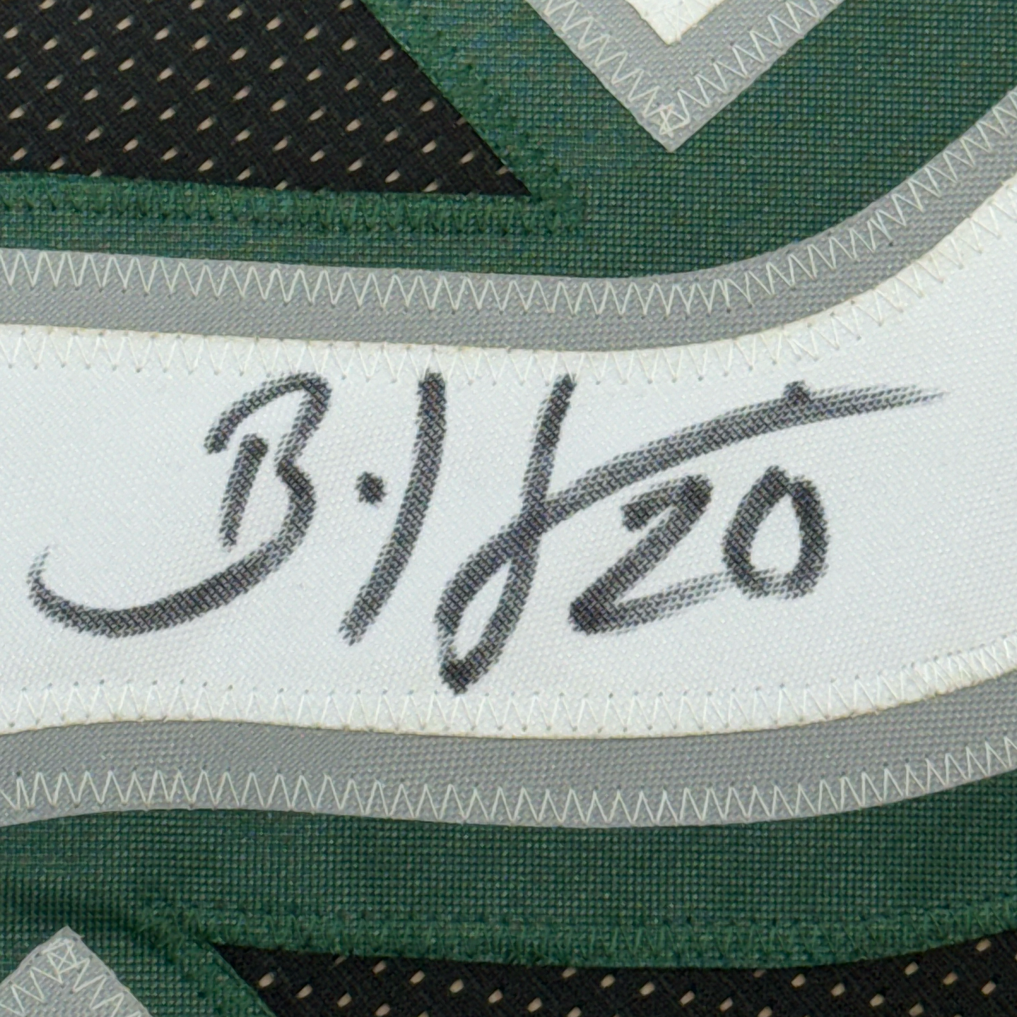 Framed Autographed/Signed Brian Dawkins 35x39 Philadelphia Black Football Jersey JSA COA