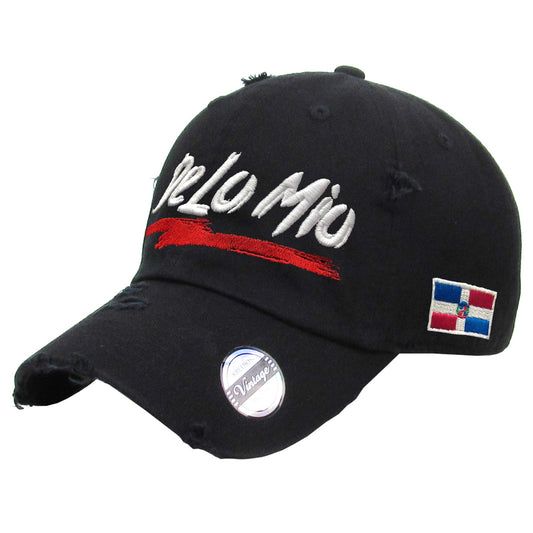 De lo mio embroidered Logo Vintage Hats (Black / Full Color)