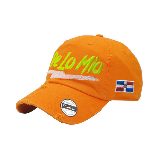 De lo mio embroidered Logo Vintage Hats | Neon Orange - Full Color