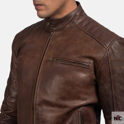 Dean Brown Leather Biker Jacket