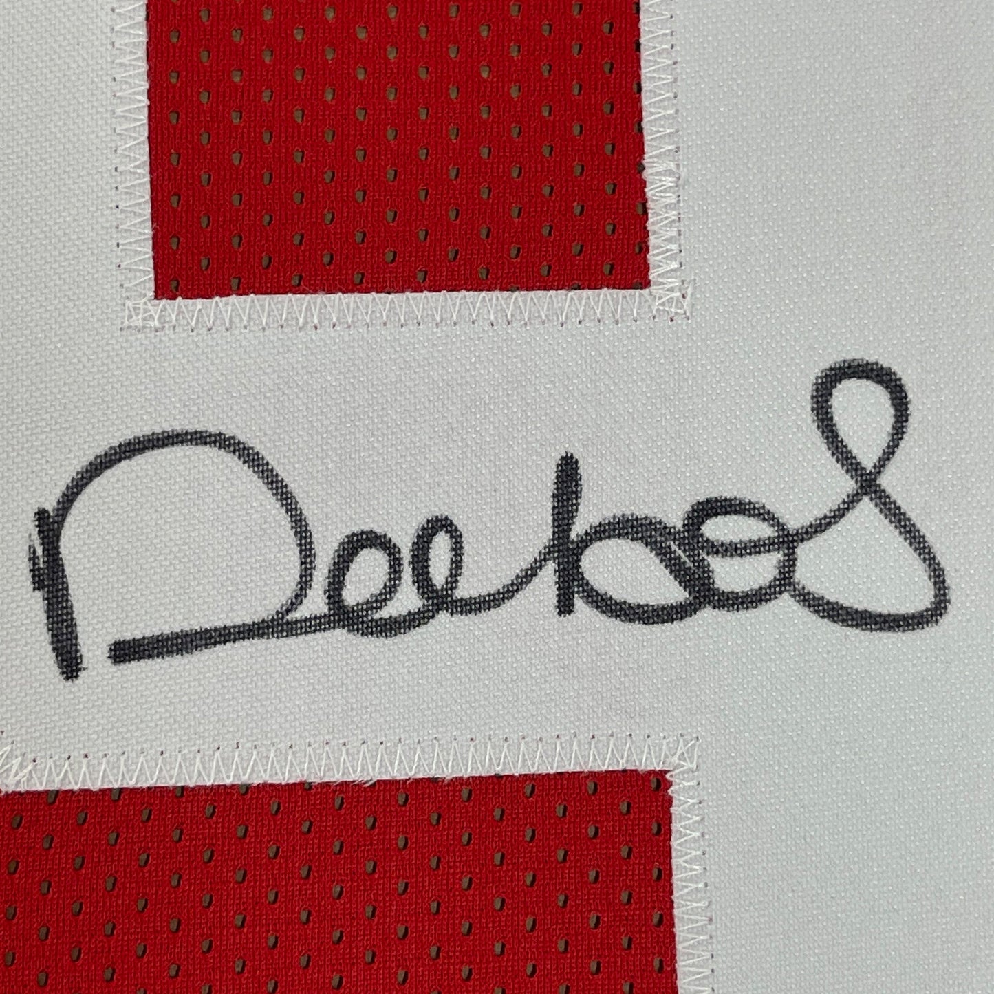 Framed Autographed/Signed Deebo Samuel 35x39 San Francisco Red Football Jersey JSA COA