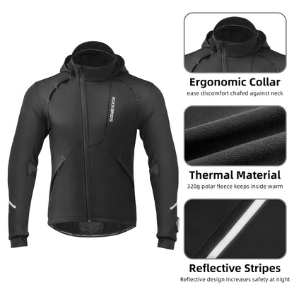 ROCKBROS Men's Winter Cycling Jacket for 5–32°F Thermal Windproof for Biking, Running, Hiking