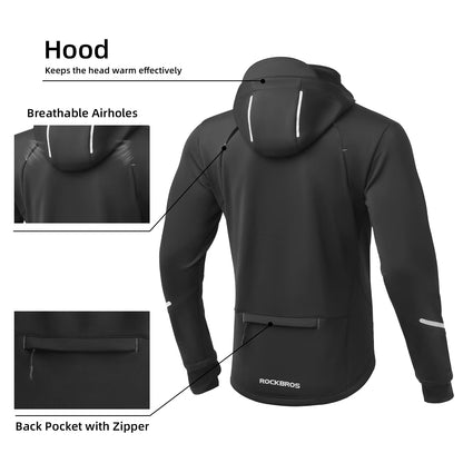 ROCKBROS Men's Winter Cycling Jacket for 5–32°F Thermal Windproof for Biking, Running, Hiking