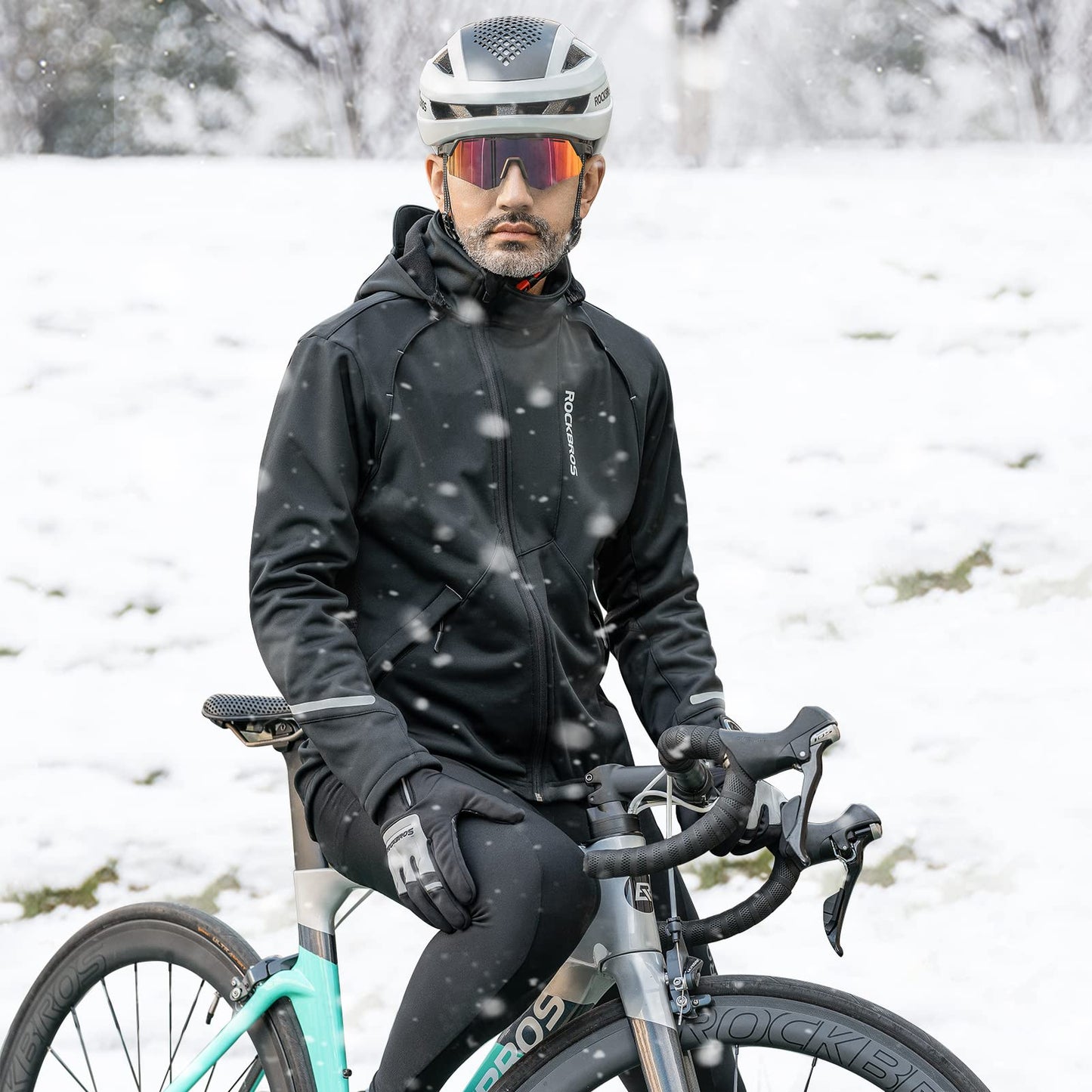 ROCKBROS Men's Winter Cycling Jacket for 5–32°F Thermal Windproof for Biking, Running, Hiking