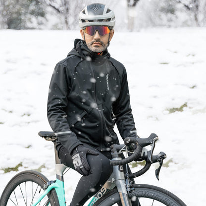 ROCKBROS Men's Winter Cycling Jacket for 5–32°F Thermal Windproof for Biking, Running, Hiking