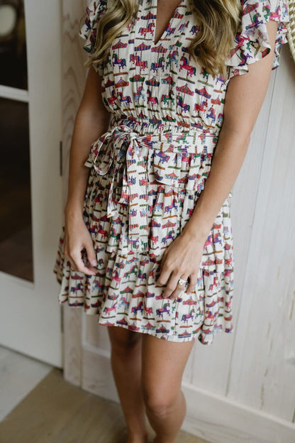 Delilah Mini Dress - Carousel Derby Print