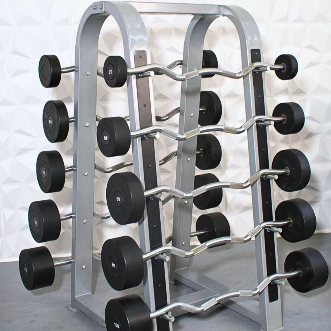 Pro Rubber Barbell Set(Straight or Curl) - 20 to 110 lbs (Barbell Set Only)