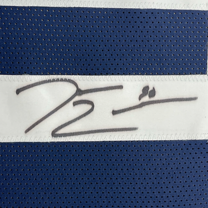 Framed Autographed/Signed Demarcus Lawrence 35x39 Dallas Thanksgiving Day Football Jersey JSA COA