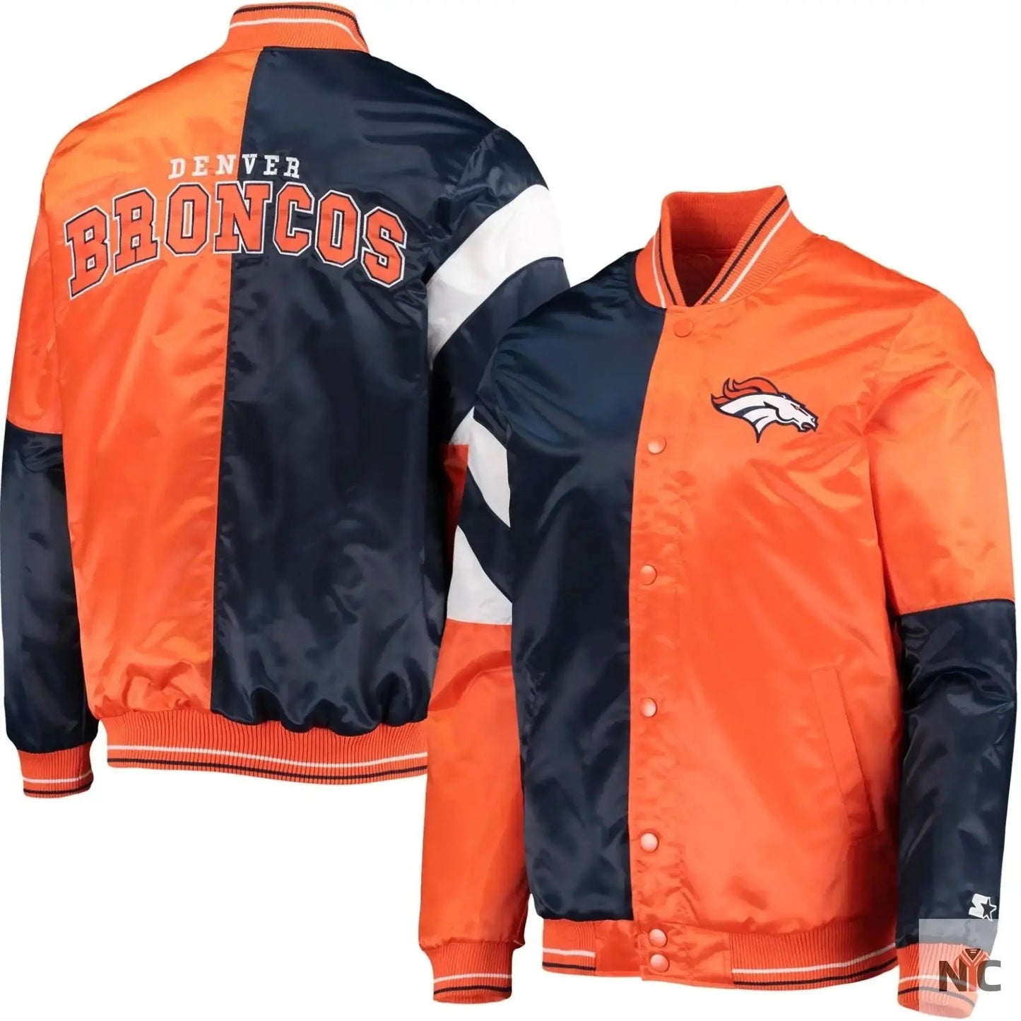 Denver Broncos Classic Rib Satin Varsity Jacket
