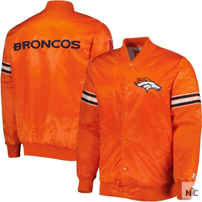 Denver Broncos Football Team Players Orange Varsity Jacket