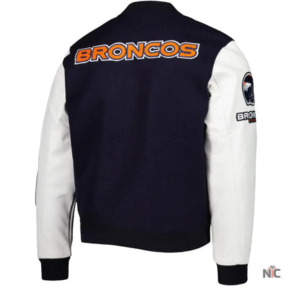 Denver Broncos Navy and White Varsity Jacket