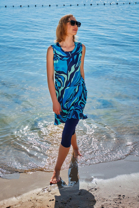 Lycra Navy Half Coverage Swimsuit M2373