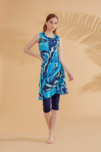 Lycra Navy Half Coverage Swimsuit M2373