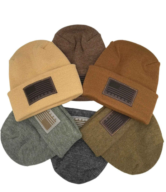 Designed & Made in USA | Veteran Beanie with USA Flag - Patriotic  H-Stitch™ Cuffed Knit Hat for Men & Women | Limited Edition