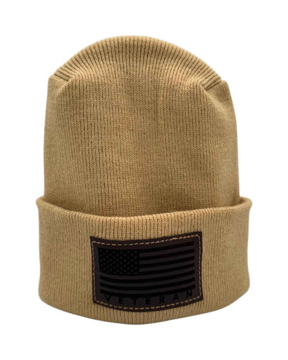 Designed & Made in USA | Veteran Beanie with USA Flag - Patriotic  H-Stitch™ Cuffed Knit Hat for Men & Women | Limited Edition