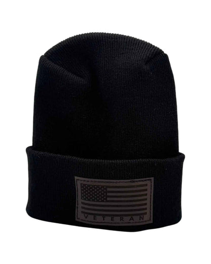 Designed & Made in USA | Veteran Beanie with USA Flag - Patriotic  H-Stitch™ Cuffed Knit Hat for Men & Women | Limited Edition