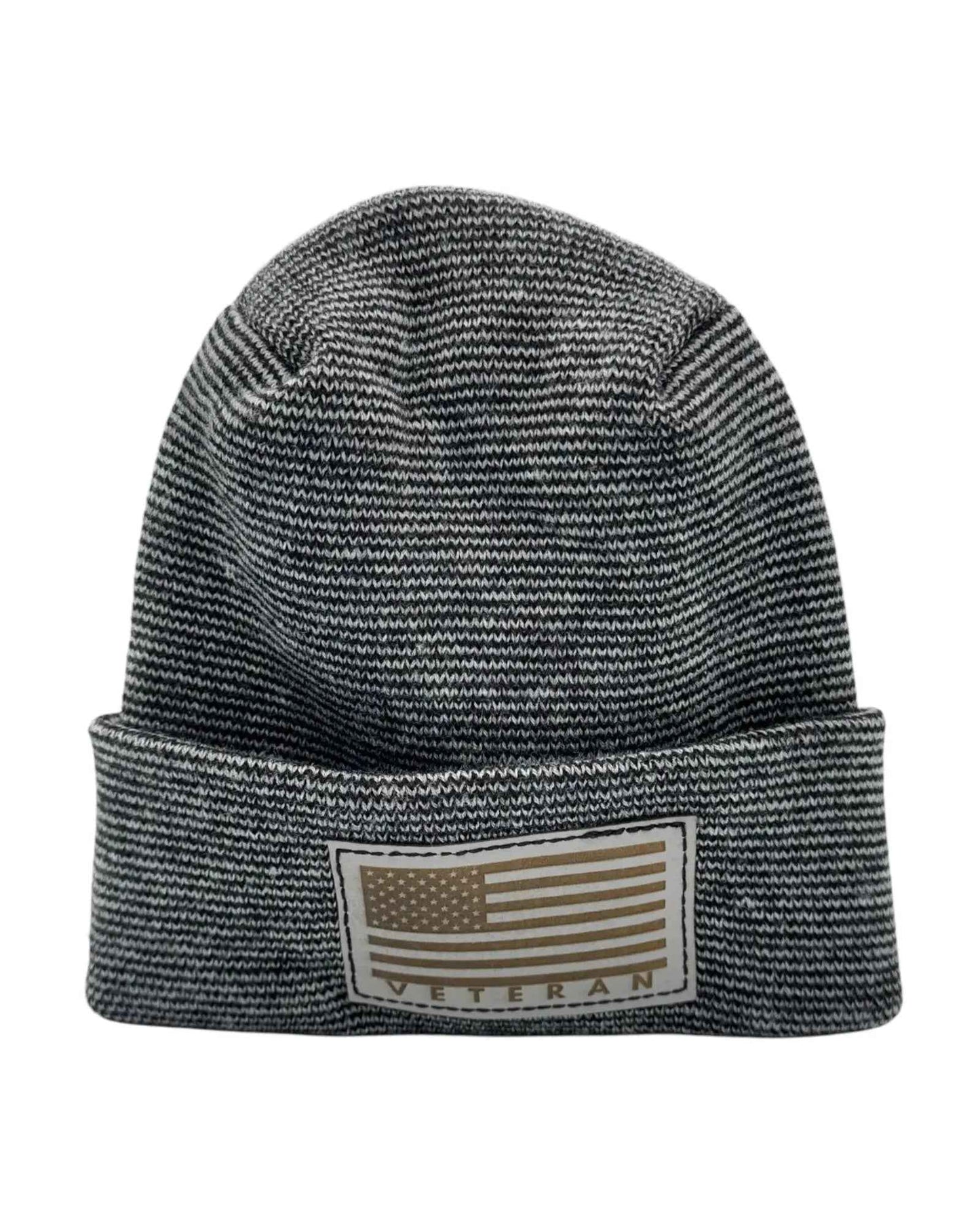 Designed & Made in USA | Veteran Beanie with USA Flag - Patriotic  H-Stitch™ Cuffed Knit Hat for Men & Women | Limited Edition