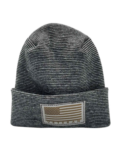 Designed & Made in USA | Veteran Beanie with USA Flag - Patriotic  H-Stitch™ Cuffed Knit Hat for Men & Women | Limited Edition