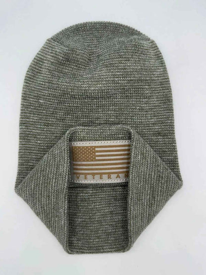 Designed & Made in USA | Veteran Beanie with USA Flag - Patriotic  H-Stitch™ Cuffed Knit Hat for Men & Women | Limited Edition