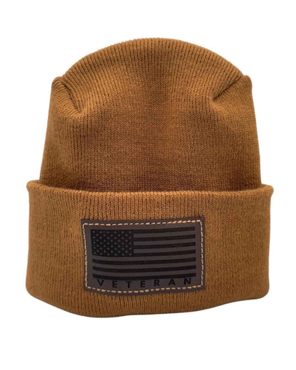Designed & Made in USA | Veteran Beanie with USA Flag - Patriotic  H-Stitch™ Cuffed Knit Hat for Men & Women | Limited Edition