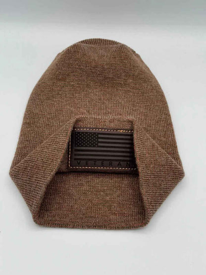 Designed & Made in USA | Veteran Beanie with USA Flag - Patriotic  H-Stitch™ Cuffed Knit Hat for Men & Women | Limited Edition