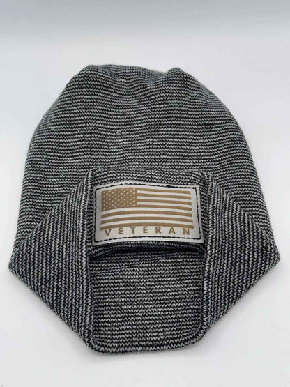 Designed & Made in USA | Veteran Beanie with USA Flag - Patriotic  H-Stitch™ Cuffed Knit Hat for Men & Women | Limited Edition