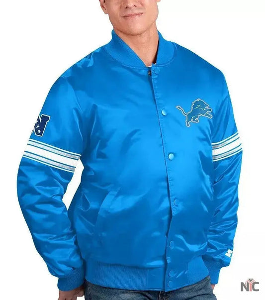 Detroit Lions Striped Satin Jacket