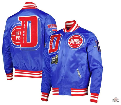 Detroit Pistons Finals 3x Champions Mash Up Satin Jacket