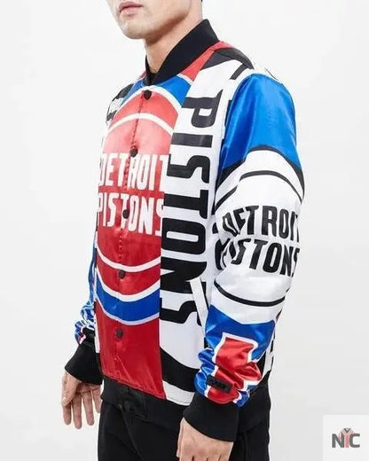 Detroit Pistons Mashup Satin Varsity Jacket