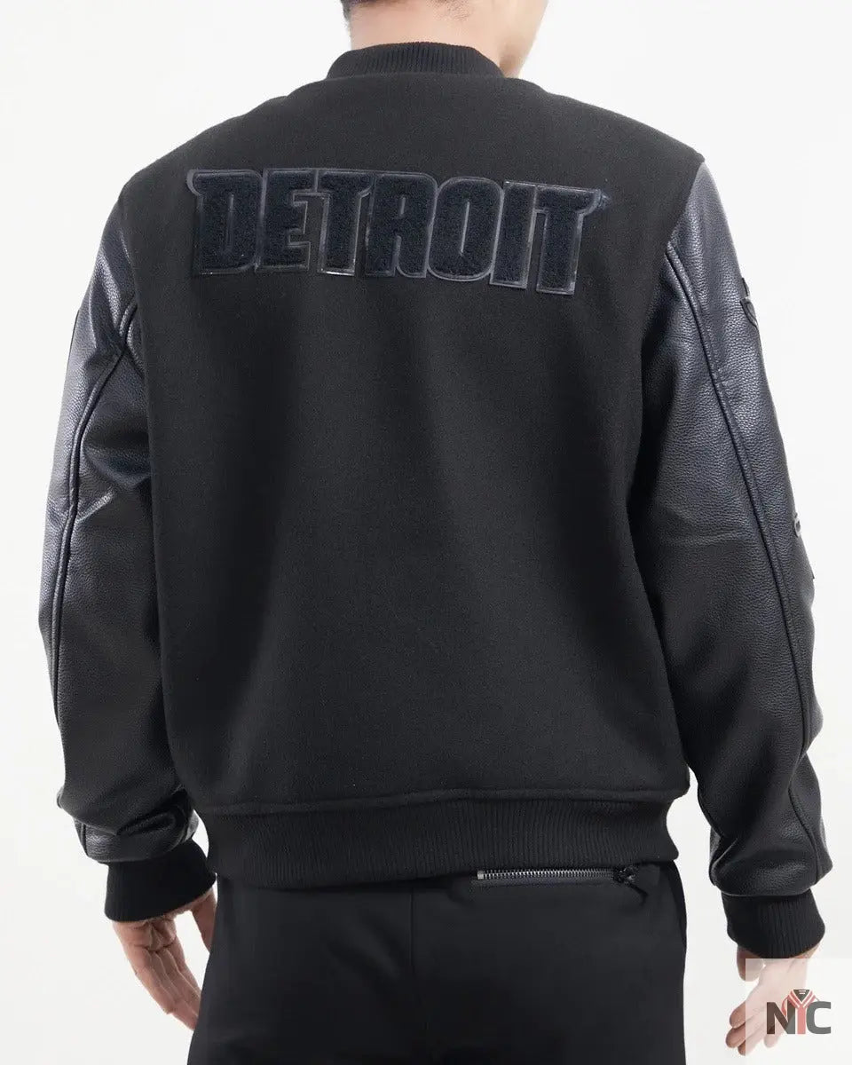 Detroit Pistons Triple Black Wool Varsity Jacket