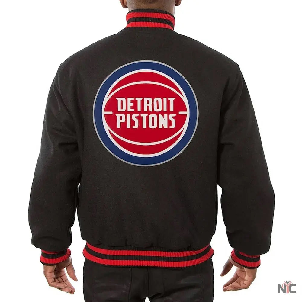 Detroit Pistons Varsity Black Wool Jacket.