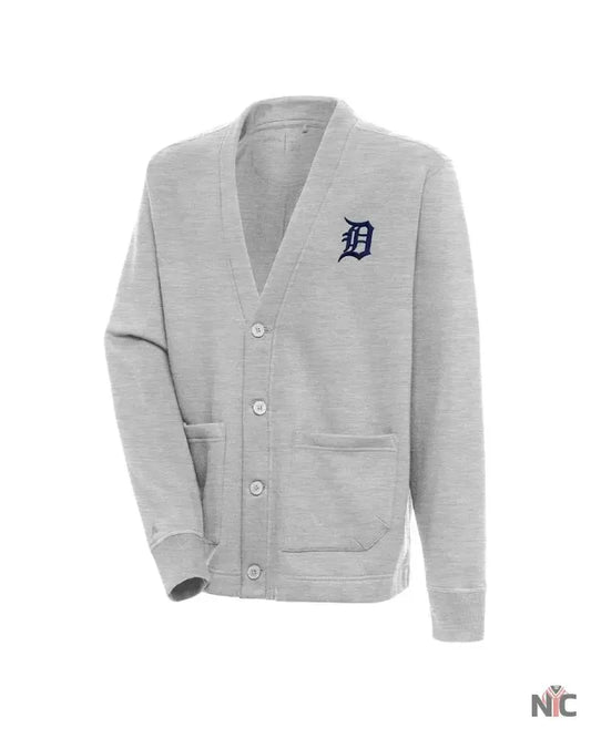 Detroit Tigers Antigua Heather Gray Cardigan