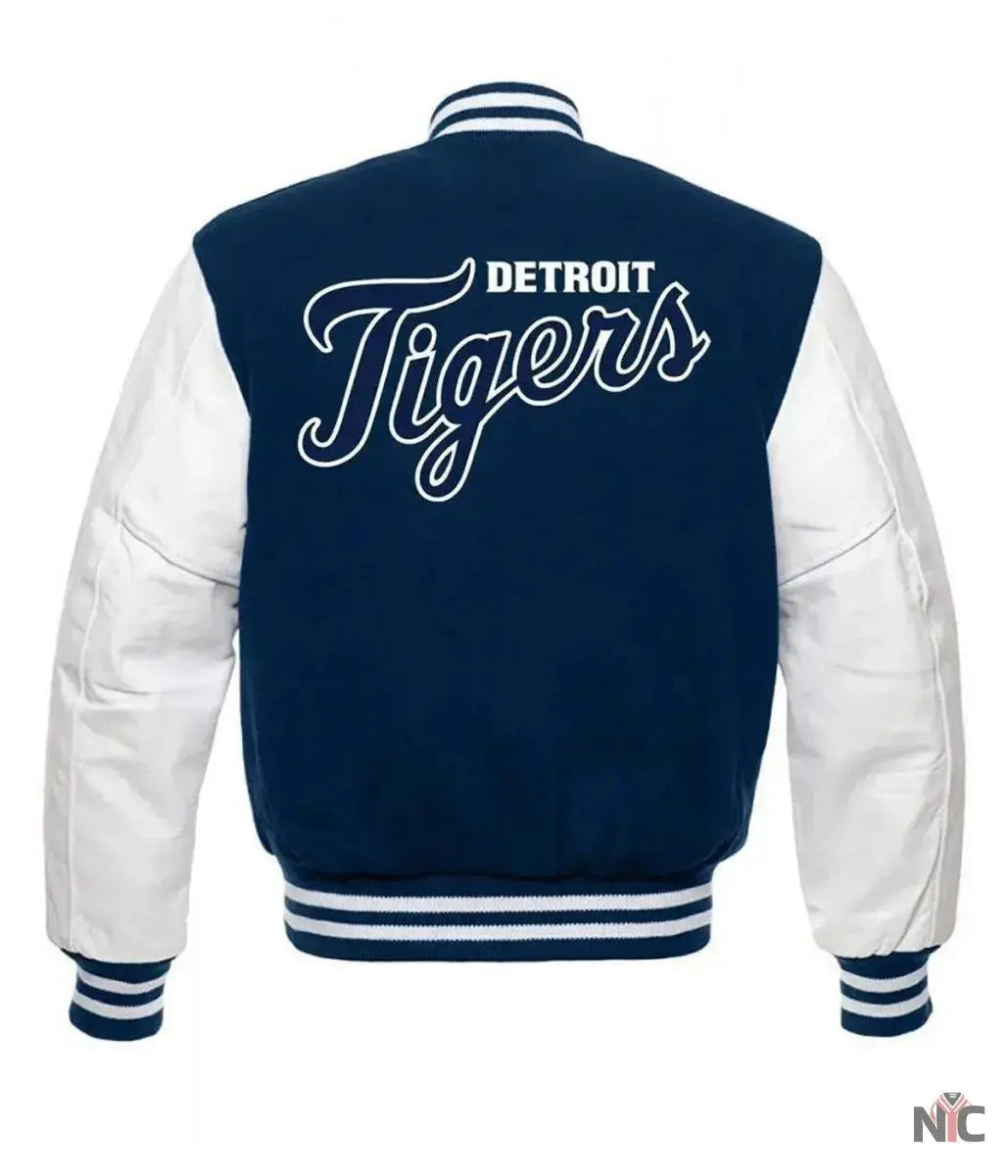 Detroit Tigers Letterman Blue and White Jacket