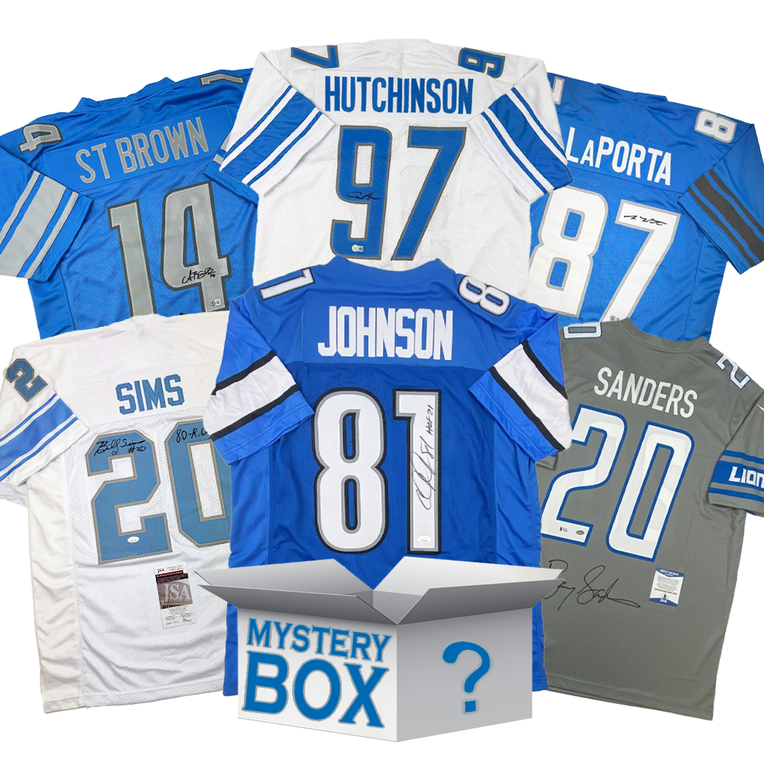 Autographed/Signed Detroit Football Jersey Mystery Box with PSA JSA or Beckett COA
