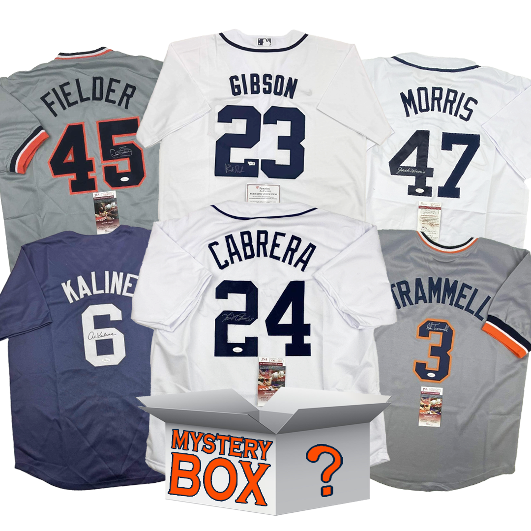 Autographed/Signed Detroit Baseball Jersey Mystery Box with PSA JSA or Beckett COA