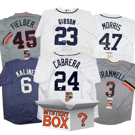 Autographed/Signed Detroit Baseball Jersey Mystery Box with PSA JSA or Beckett COA