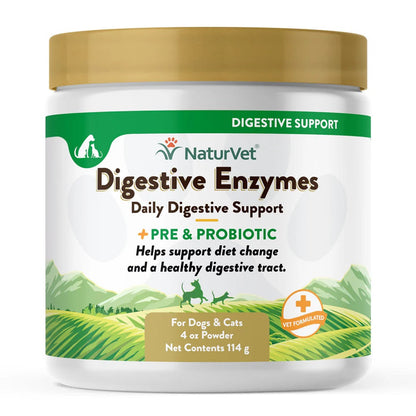Naturvet Digestive Enzyme Powder Dog & Cat Supplement (8oz)