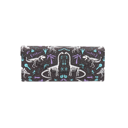 Dinosaur Fossils Print Glasses Case - Vegan Leather Magic Folding Hard Case