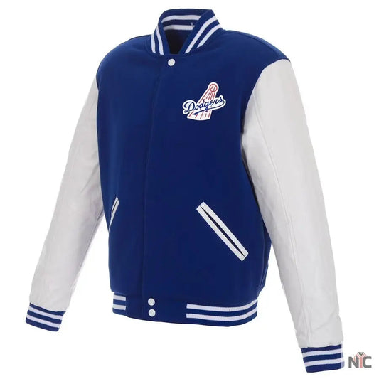 Dodgers Jh Design Full-snap Wool Varsity Jacket