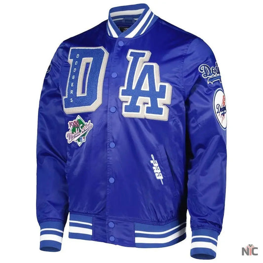 Dodgers Pro Standard Royal Mash Up Satin Varsity Jacket