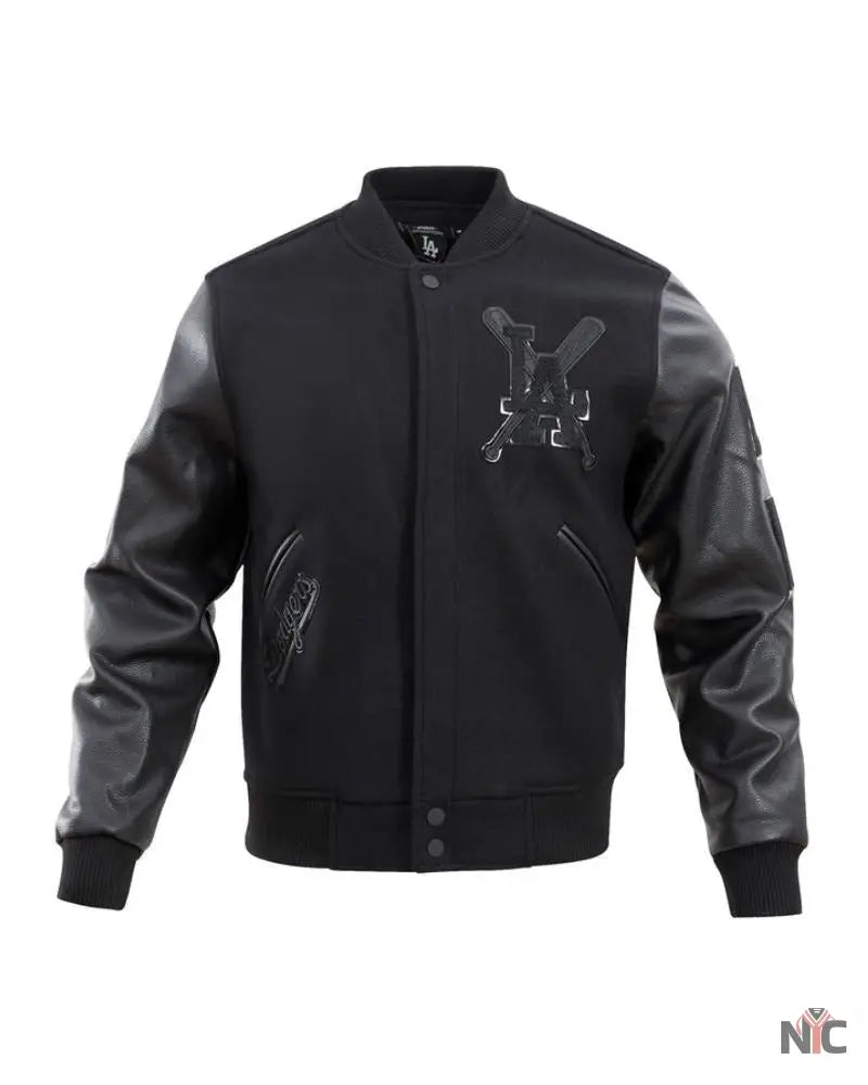 Dodgers Pro Triple Black Wool Varsity Jacket